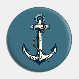 Cool Retro Anchor Illustration Pin