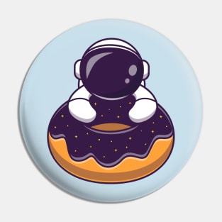 Cute Astronaut With Doughnut Space Cartoon Pin