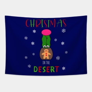 Christmas In The Desert - Hybrid Cactus In Gingerbread Man Pot Tapestry