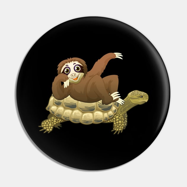 Cute & Funny Sloth Riding Turtle Adorable Animals Pin by theperfectpresents