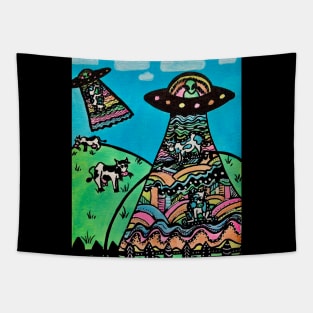 Trippy alien abduction Tapestry