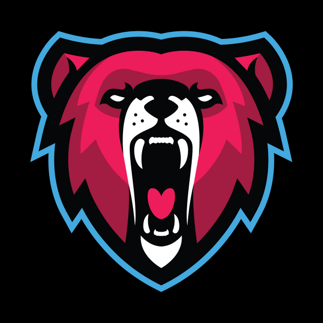 Roaring Success: Growling Bear Sports Mascot T-shirt for Baseball, Hockey, Basketball, and eSports by CC0hort