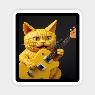 corn covered cat playing guitar Magnet