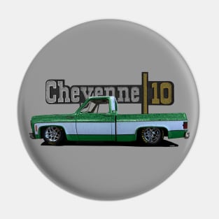 1973 Slammed Green Chevy C10 Cheyenne Squarebody Truck Pin