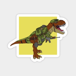 T-rex is a war veteran in prehistoric times Magnet