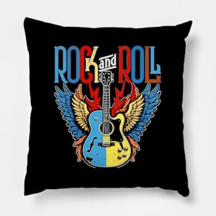 80S Rock Roll Music Guitar Wings Pillow