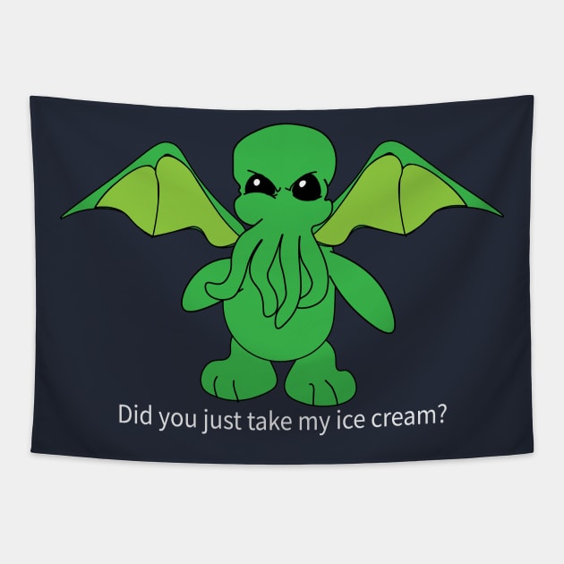 Cthulhu - Don't Touch My Ice Cream Tapestry by CrazyDM