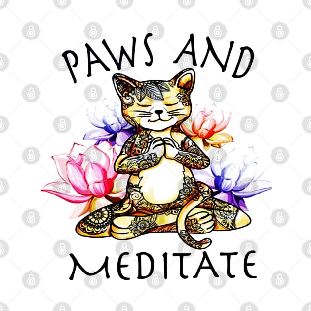 Yoga Cat Paws and Meditate by vectordiaries5