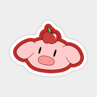 Red Apple Pig Face Magnet