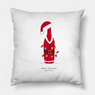 Santa Claus bottle with christmas lights bulbs Pillow