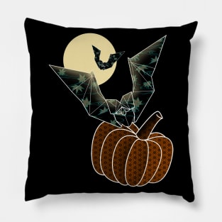 Happy halloween: origami bats, moonlight and pumpkin Pillow