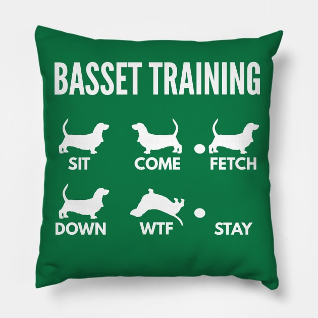 Basset Training Basset Dog Tricks Pillow by DoggyStyles