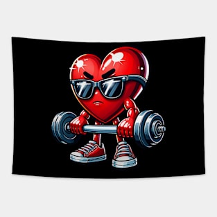 Funny Heart Bodybuilder Valentines Day Men Women Boys Tapestry