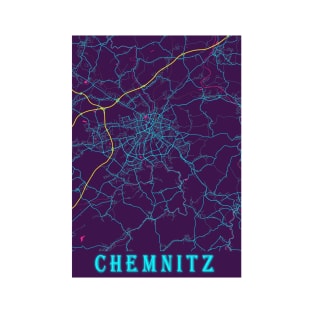 Chemnitz Neon City Map, Chemnitz Minimalist City Map Art Print T-Shirt