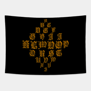 Gold Alphabet in a Diamond Shape Tapestry