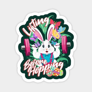 Bunny Weightlifting Easter a Fitness Gym Bodybuilding Funny Magnet