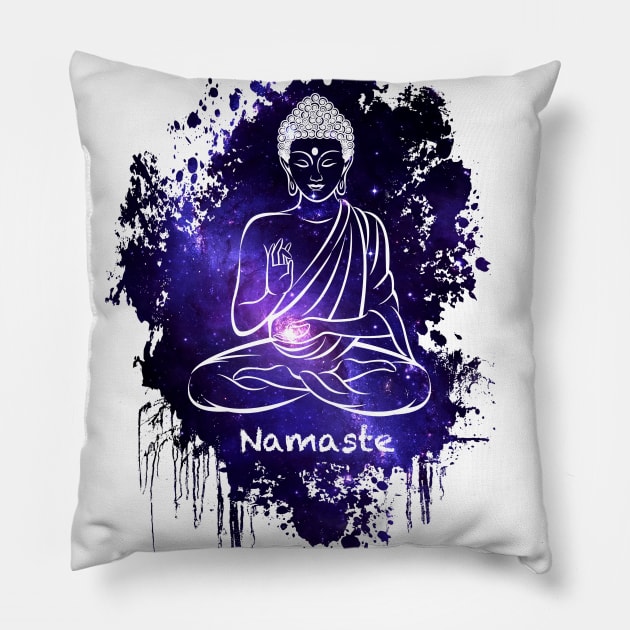 Buddha Galaxy Universe Pillow by Nirvanax Studio