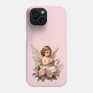 Vintage Pink Baby Christmas Angel with Roses Phone Case