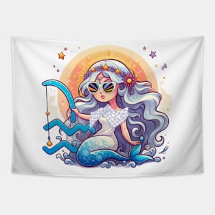 Celestial Aquarius Elegance Tapestry