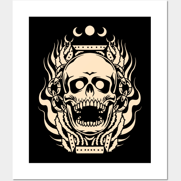 Wall Art Print, Skull Tattoo Design