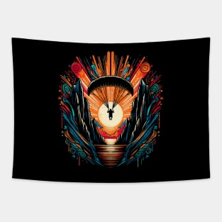 Paragliding Mountain Retro Design Tapestry