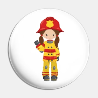 Girl Fireman, Female Firefighter, Brown Hair Pin