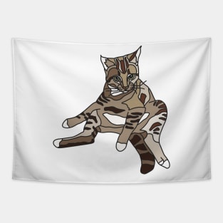 Brown Tabby Cat Reclining Tapestry