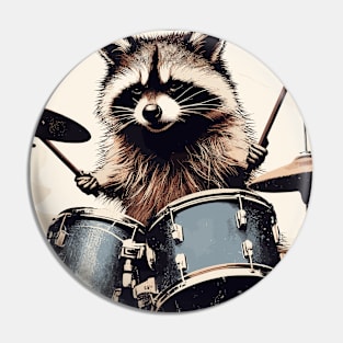 Raccoon drummer Pin