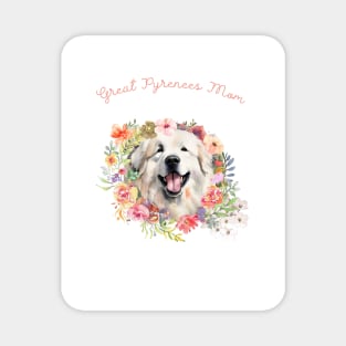 Great Pyrenees Mom with Flowers Magnet