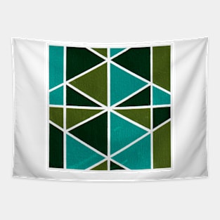 Inverted Blue Green Geometric Abstract Acrylic Painting II Tapestry