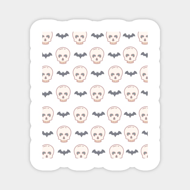 Cute Simple Halloween 2020 Skull Bat Pattern Gift Magnet by zedonee