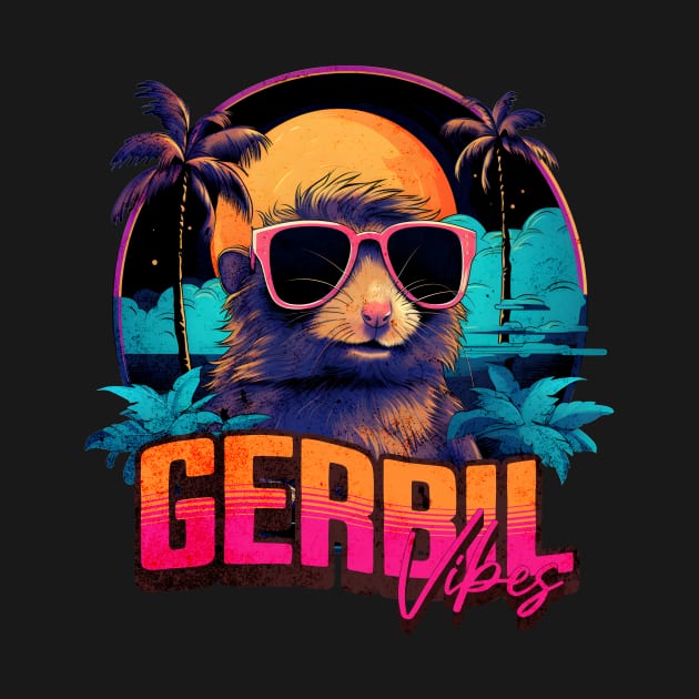 Retro Wave Gerbil Good Vibes Miami by Miami Neon Designs