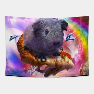 Rainbow Guinea Pig On Pizza In Space Tapestry