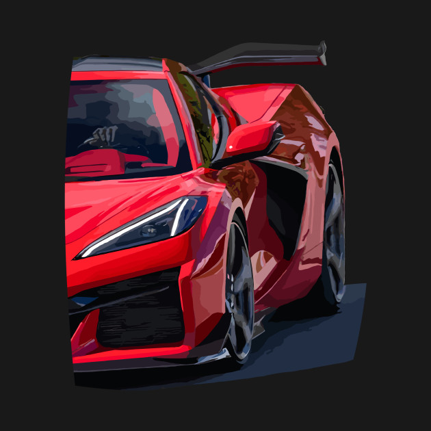 Corvette C8 Z06 Supercar Racecar Sportscar Red Z06 by Tees 4 Thee