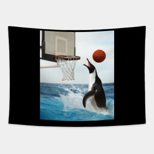 Funny Orca Dunking Basketball Tapestry