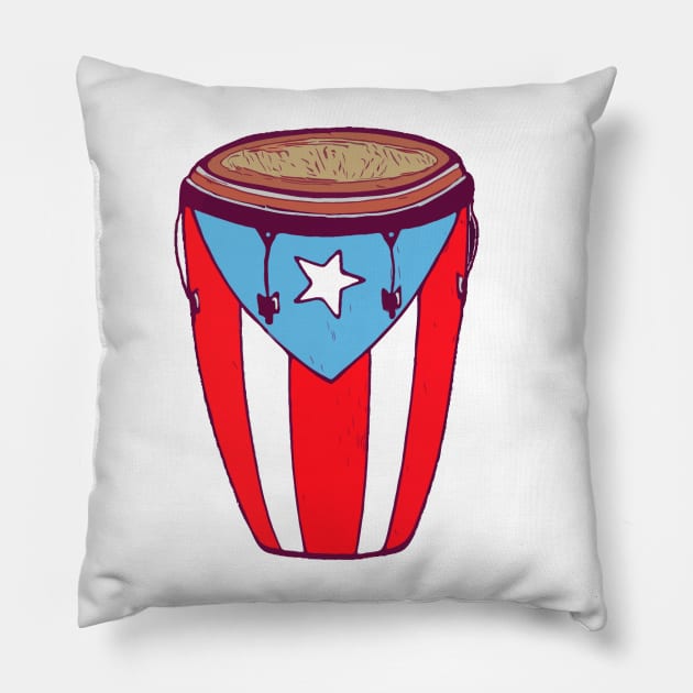 Conga Boricua Pillow by Art y Son con Tania