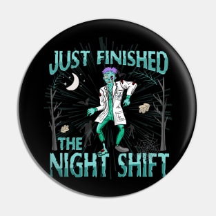 Funny Halloween Doctor Lab Coat Tired Zombie Costume Medical Pin