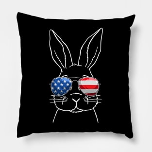 American flag 4th of July patriotic Rabbit Kids Pillow