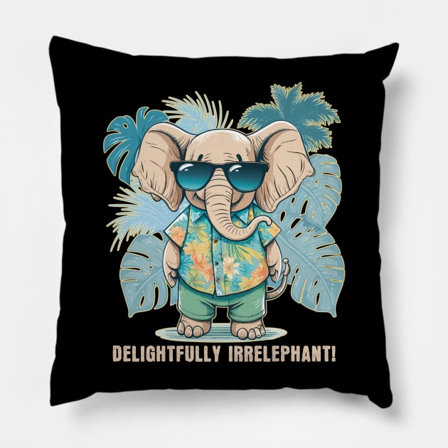 Delightfully Irrelephant! Hawaiian Shirt Elephant Pillow by DanielLiamGill