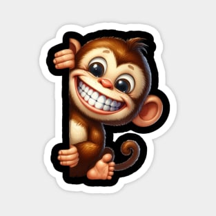 Cute Monkey Peeking Round A Corner Magnet