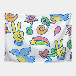 Doodle peace Pattern, cute with hand drawn style Tapestry