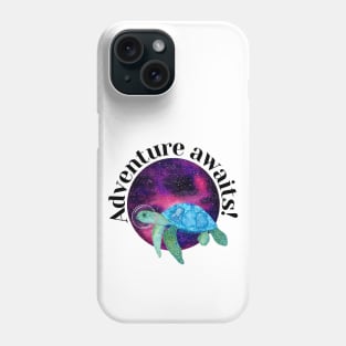 Cute watercolor astronaut turtle with galaxy planet - Adventure awaits Phone Case