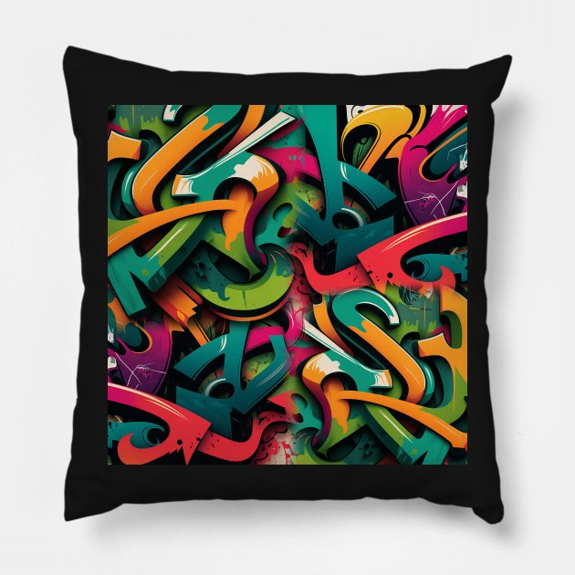 graffiti patterns - 001 Pillow by PixelPusherArt