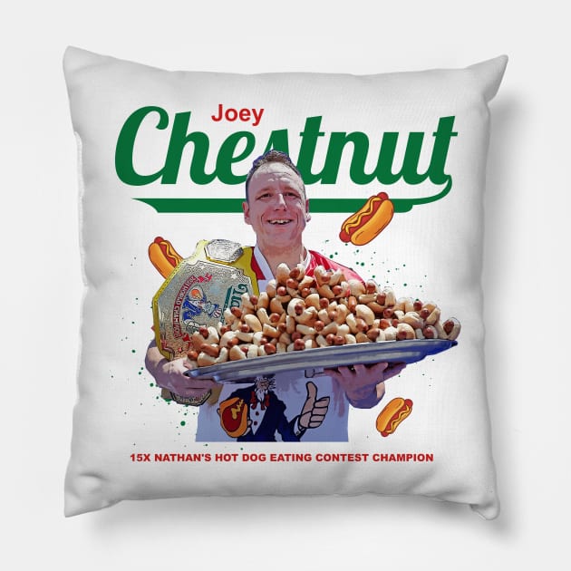 Joey Chestnut Pillow by Juantamad