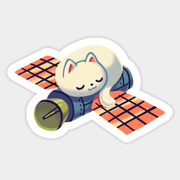 Cats in Space Satelite // Universe, Kittens, Feline - Cats - Sticker