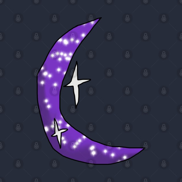 Crescent Purple Sparkly Moon by Usagicollection