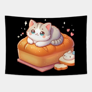 Cute Cat On A Bread Loaf Tapestry