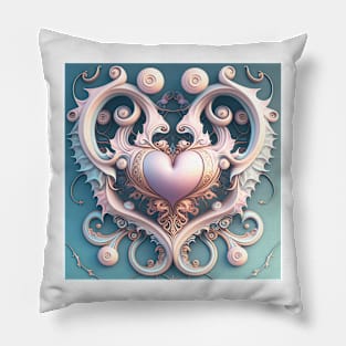 A Fractal Design in A Heart Motif Pillow