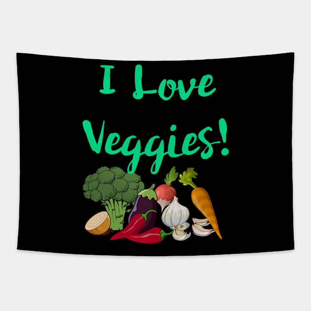 I Love Veggies Tapestry by Lin Watchorn 