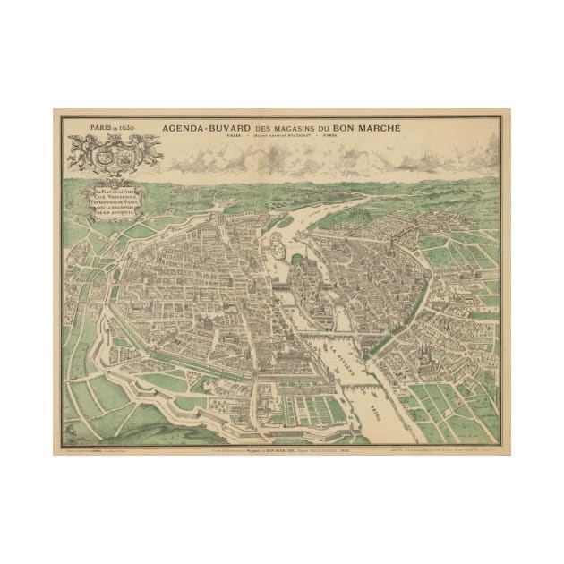 Vintage Pictorial Map of Paris France (1890) by Bravuramedia